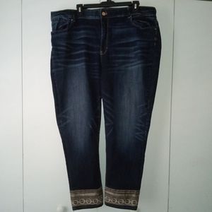 WHBM Embellished-Hem Straight Crop Jeans